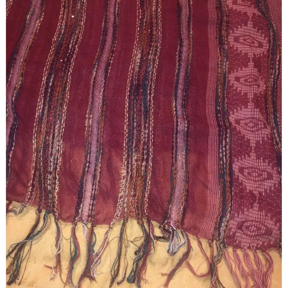 Francesca's Reddish Pink Multi Scarf W Fringe‎ New